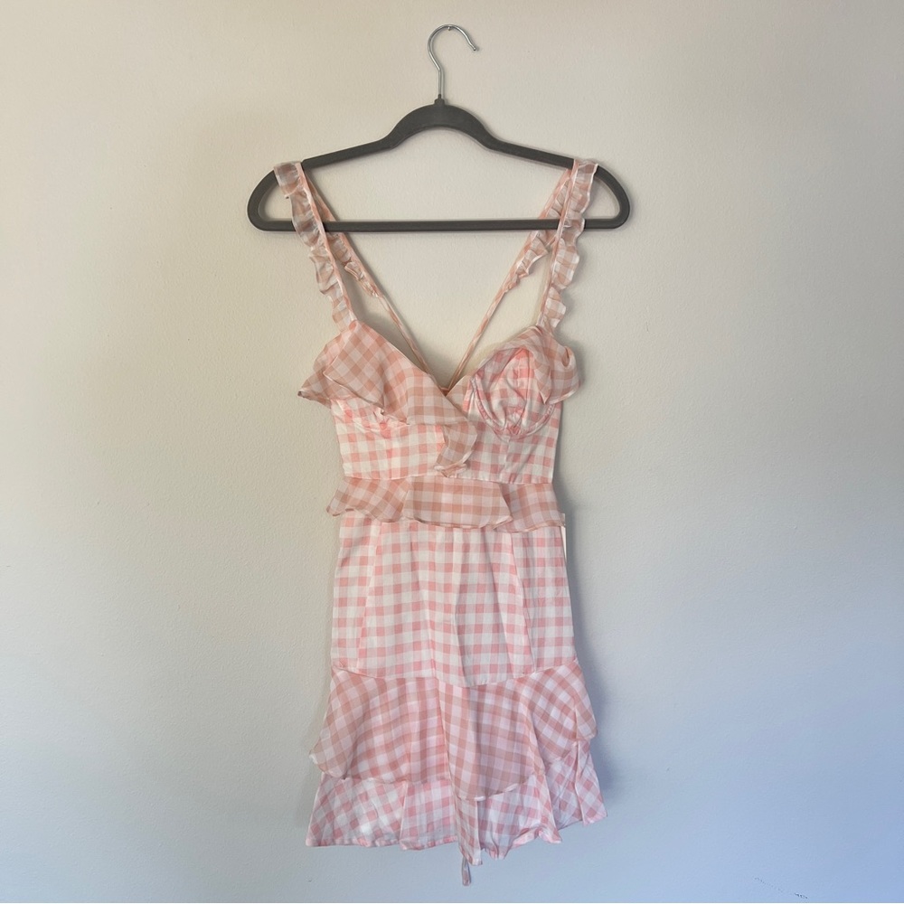 NWT For Love & Lemons Pink Gingham Dress